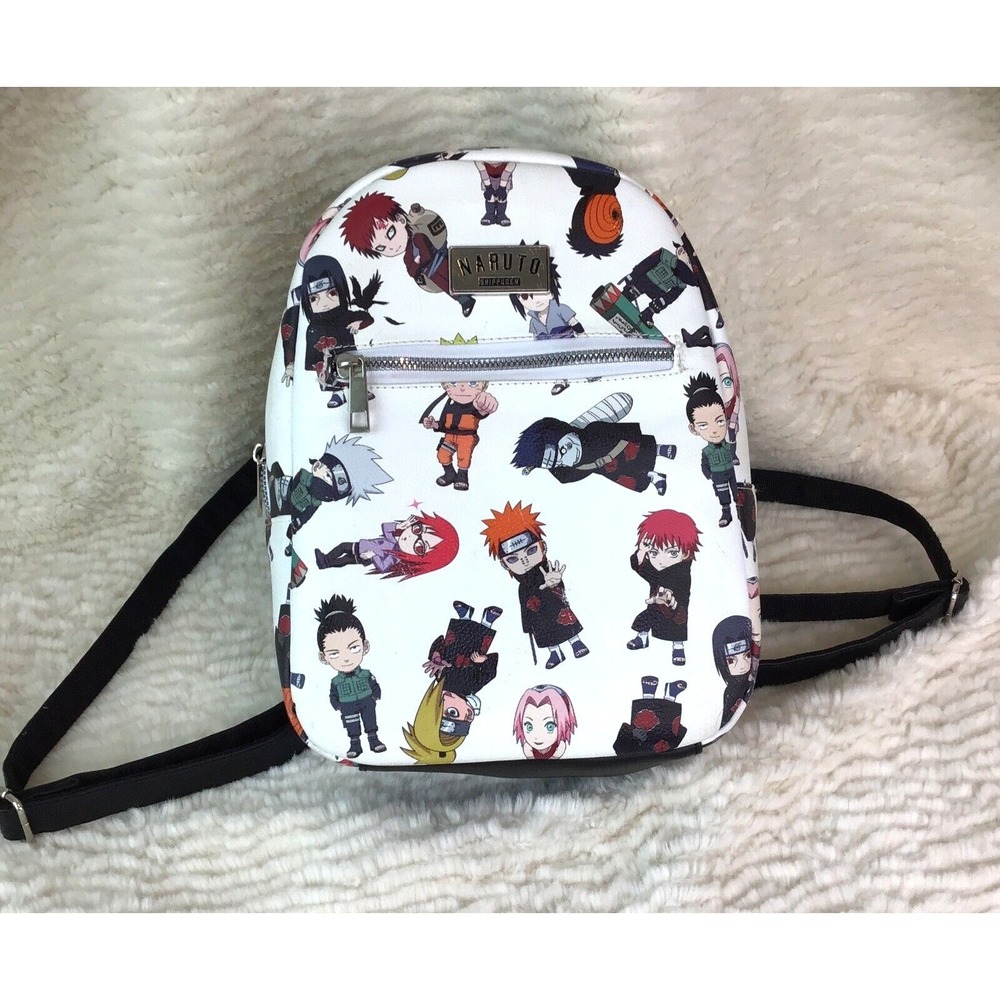 Naruto Backpack Shippuden Allover Chibi Character Faux Leather Mini Tote Bag